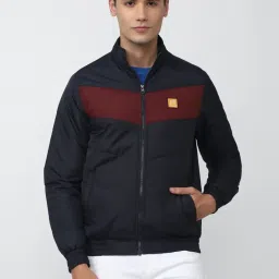 Academy By Van Heusen Navy Slim Fit Colour Block Jacket image 1