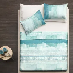 Ddecor Live beautiful Insignia Cobalt 210 TC Cotton King Bedsheet with 2 Pillow Covers image 1