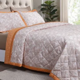 Maspar Triangle Rust Cotton Geometric Single Bed Quilt image 1