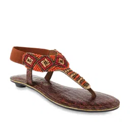 Catwalk Tan T-Strap Sandals-image-1