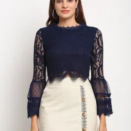 Global Republic Navy Lace Crop Top-picture-33