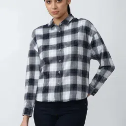 Van Heusen White Cotton Chequered Shirt-image-5