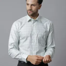 Cantabil Light Green Cotton Regular Fit Checks Shirt-image-41
