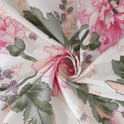 Swayam   Floral White & Pink 200 TC Cotton King Bedsheet with 2 Pillow Covers image 3