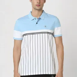 Van Heusen White Regular Fit Colour Block Polo T-Shirt image 1