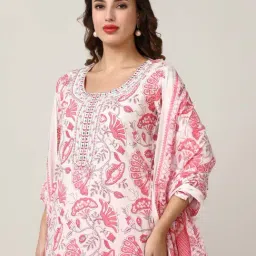 Jaipur Kurti Pink Cotton Regular Fit Embroidery Kurta Sets-image-34