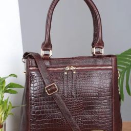 Teakwood Leathers Brown Texture Leather Structured Handheld Bag-picture-49