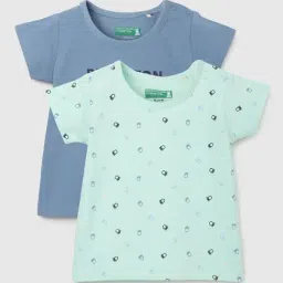 United Colors of Benetton Infant Boys Mint & Blue Cotton Printed T-shirt (Pack of 2)-picture-36