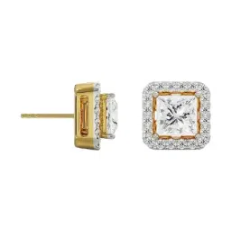 EMORI 18k (750) Yellow Gold 1 CT Princess Frame Diamond Studs for Women image 3