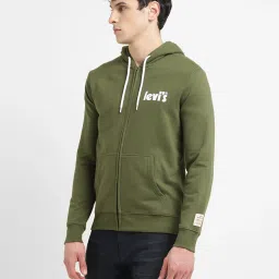 levi's Men's Solid Green Hooded Sweatshirt image 4