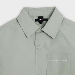 TOMMY HILFIGER Green Boys Logo Solid Relaxed Fit Polyester Jacket image 3