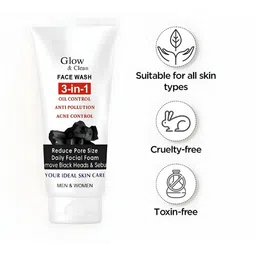 Elecsera Glow & Clean Face Wash With Charcoal & Tea Tree - 100 ml image 4