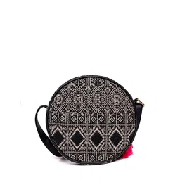 ASTRID Black Structured Sling Bag with Tasselled image 5