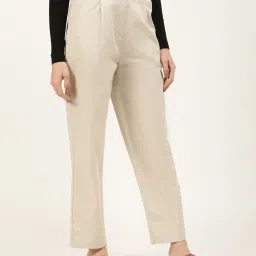 Elle Beige Mid Rise Trousers image 4