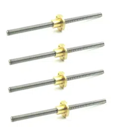 Invento 200mm (0.2 mtr) SS304 Threaded Rod M12 12mm OD + M12 nut 1.75mm Pitch 12mm T Nut Brass round Flange Single Nut for 3D Printer CNC Robotics ISC 1965-2B-image-95