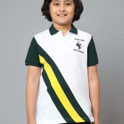 Cantabil Kids White & Black Printed Polo T-Shirt image 1