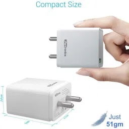 Portronics Adapto ONE M 18W Fast Charging  Adapter with Micro USB Cable (White) image 2