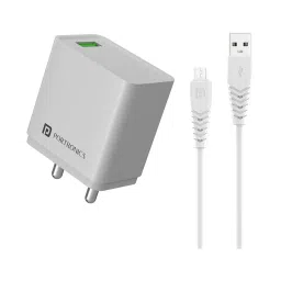 Portronics Adapto ONE M 18W Fast Charging  Adapter with Micro USB Cable (White) image 1