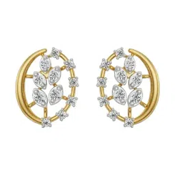 EMORI 18k (750) Yellow Gold Leafy Diamond Studs for Women-image-51