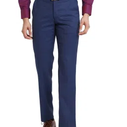 Park Avenue Blue Luxus Fit Texture Trousers image 1