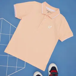 Pantaloons Junior Kids Blush Peach Cotton Logo Polo T-Shirt image 1