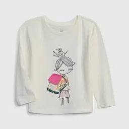GAP Girls White Regular Fit Graphic Long Sleeves T-Shirt-image-46