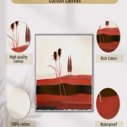 Art Street Red Canvas Graphic Floral Pattern Wall Art Painting - Set of 4 image 3