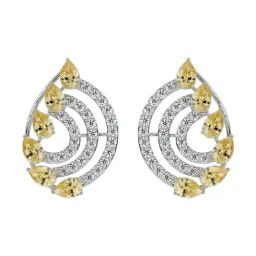 EMORI 18k (750) White Gold Fiery Festive Diamond Studs for Women-picture-44