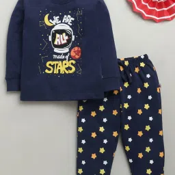 Bumzee Boys Navy Cotton Printed T-Shirt with Pyjama image 1