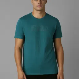 Louis Philippe Green Cotton Slim Fit Printed T-Shirt image 1