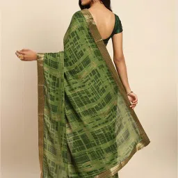 Rangita Green Printed Saree With Unstitched Blouse image 2