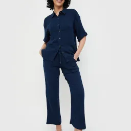 Ginger by Lifestyle Navy Cotton Shirt With Pyjamas image 1