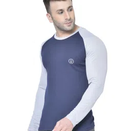 Chkokko Navy & Grey Regular Fit Colour Block Sports T-Shirt image 3