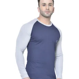 Chkokko Navy & Grey Regular Fit Colour Block Sports T-Shirt image 4