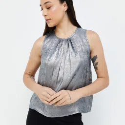 Code by Lifestyle Silver Textured Top image 1