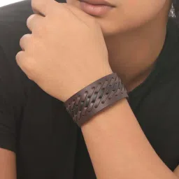 NVR Brown Leather Bracelet for Men image 1