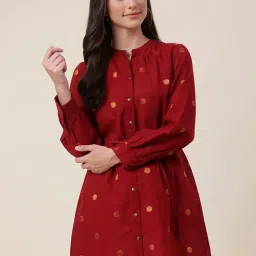 Fabindia Maroon Cotton Self Pattern Tunic image 1