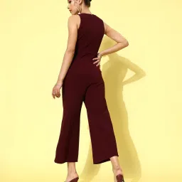 Miss Chase Maroon Textured Jumpsuit image 2