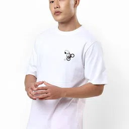 ANGERHOOD Graphic Snoopy Printed Drop-Shoulder Sleeves Oversized Cotton T-shirt image 3
