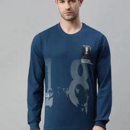showoffff SHOWOFF Blue Cotton Slim Fit Printed Sweatshirt-picture-24