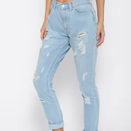 Forever 21 Light Denim Distressed Regular Fit Jeans image 3