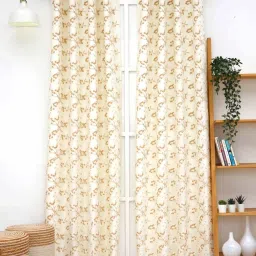 Ariana Noel-F Beige & Brown Polyester 5 ft. Window Curtain - Single Piece image 1