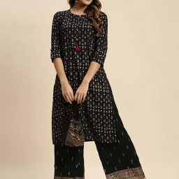 Rangita Black Printed Straight Kurta image 4