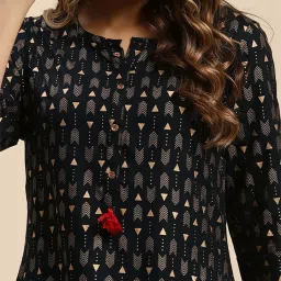 Rangita Black Printed Straight Kurta image 5