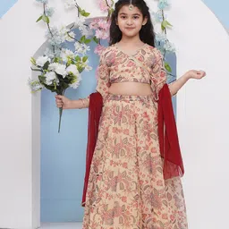 Bitiya by Bhama Girls Printed Ready to Wear Lehenga & Blouse With Dupatta-picture-24
