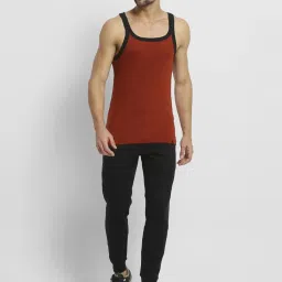 Van Heusen Athleisure Slim Fit Moisture Wicking Ultra Soft Solid Vest - Tomato and Black image 5