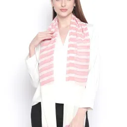 Style Quotient Pink & White Striped Stole image 1