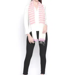 Style Quotient Pink & White Striped Stole image 3