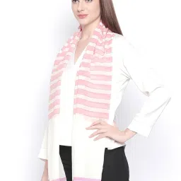 Style Quotient Pink & White Striped Stole image 2