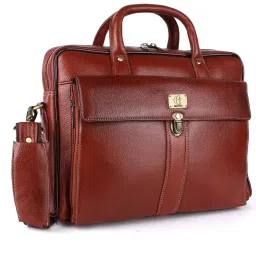 HiLEDER Tan Textutred Large Leather 16.5 inch Laptop Bag image 3